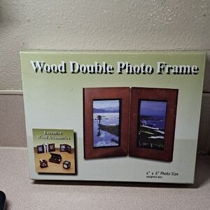 Executive Wood Accessories Double Photo Frame - Brown